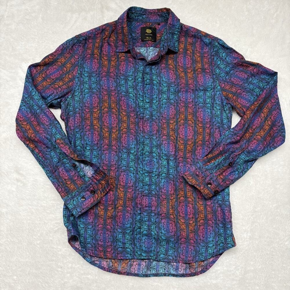 YELLOW Clothing Bangladesh multicolored floral striped long sleeve button down M